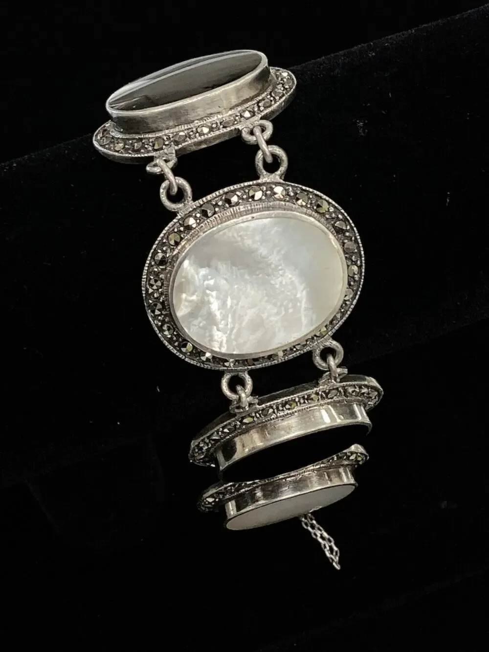 Onyx & Mother of Pearl Sterling Bracelet